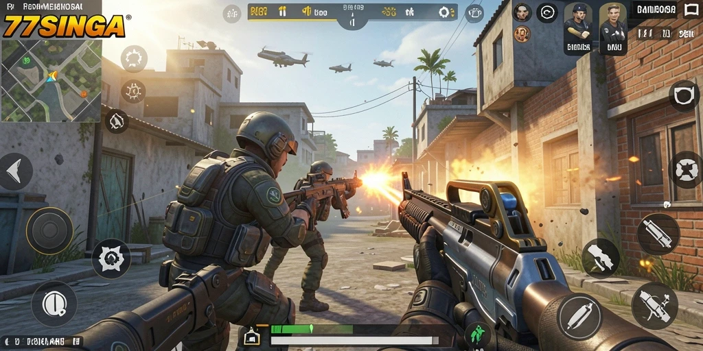 Gameplay seru di 77SINGA dengan pertempuran yang mendebarkan.