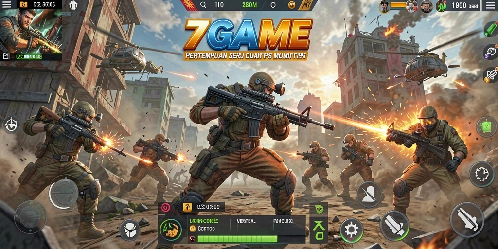 Tampilan gameplay seru 7GAME dalam mode TPS.