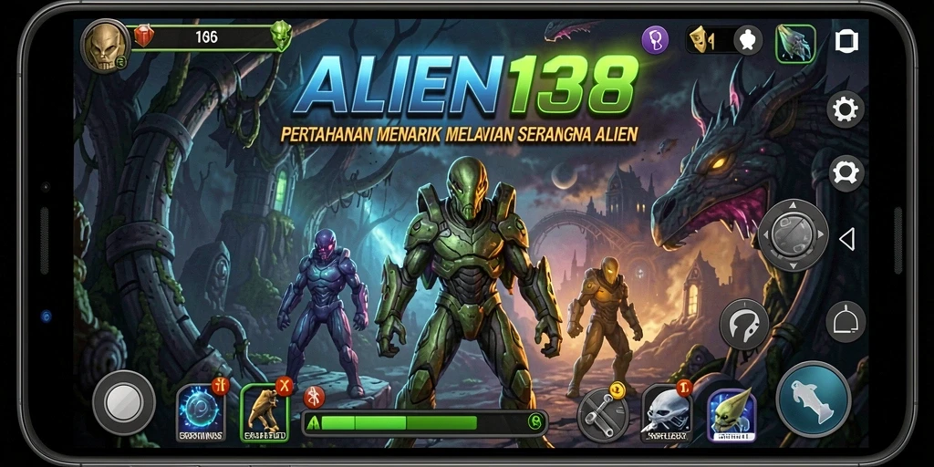 Gameplay epik Tower Defense melawan serangan alien.