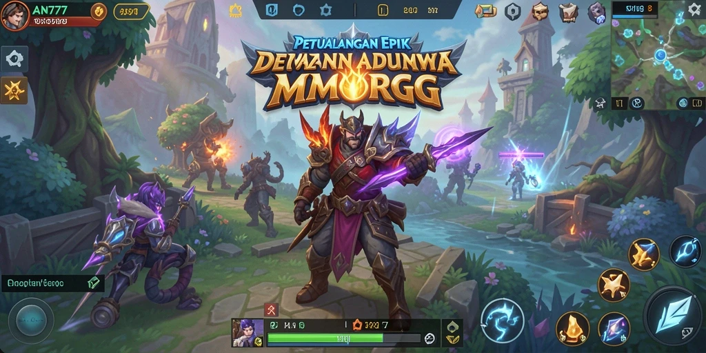 Gameplay seru dalam AN777 dengan dunia MMORPG yang luas.