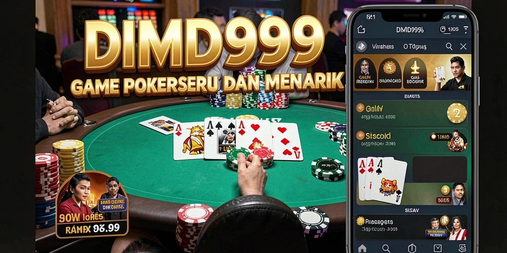 Screenshot gameplay DMD999 menampilkan suasana permainan Poker yang intens.