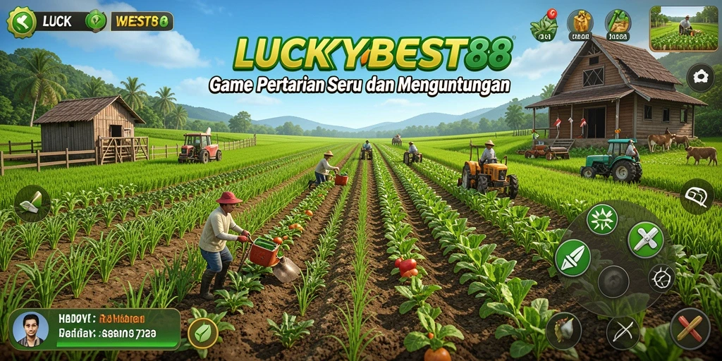 Tangkapan layar gameplay LUCKYBEST88 yang menampilkan lahan pertanian yang indah.