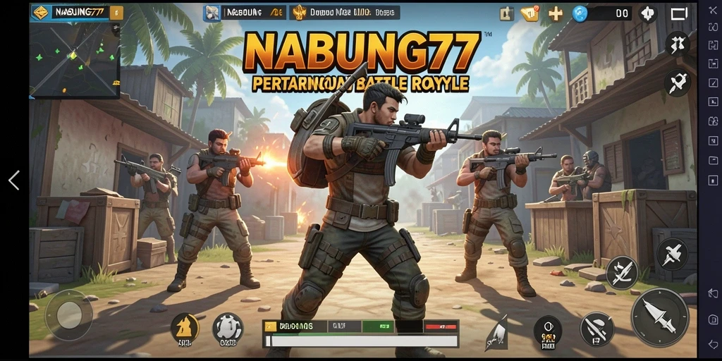 Tampilan seru gameplay NABUNG77 di arena Battle Royale.
