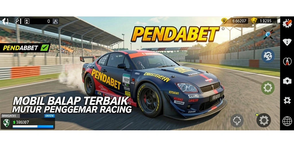 Tampilan gameplay seru di PENIDABET dengan mobil balap melaju kencang.
