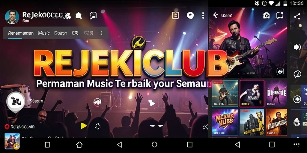 Tampilan gameplay seru REJEKICLUB saat memainkan lagu musik.
