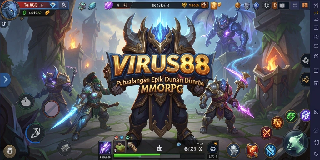 Tampilan gameplay menarik dari VIRUS88 dalam dunia MMORPG.